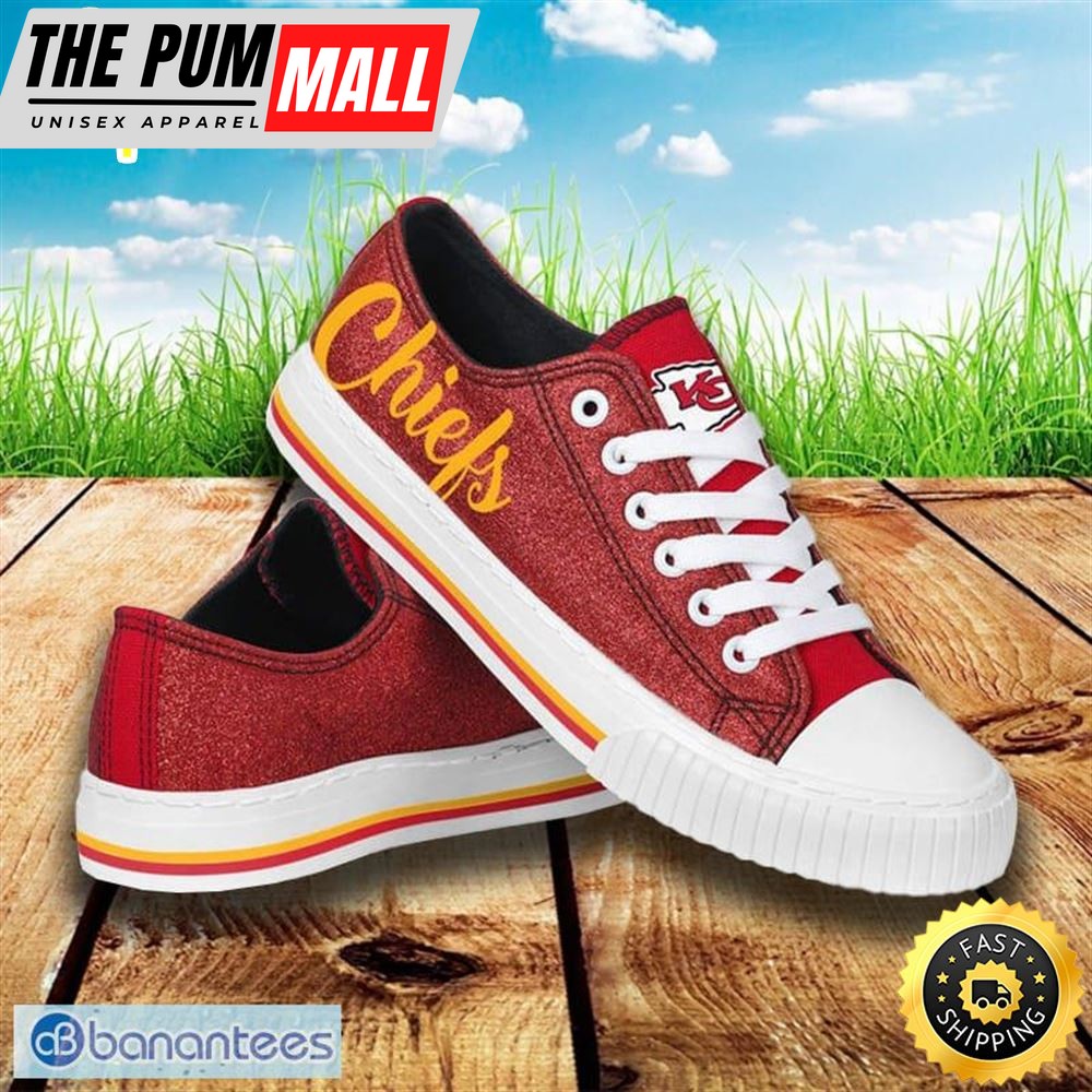 Kansas City Chiefs NFL Men And Women Glitter Low Top Canvas Shoes For Fan