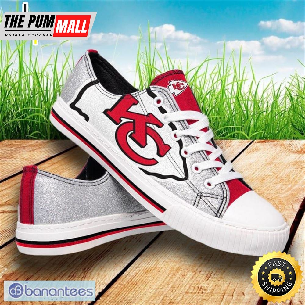 Kansas City Chiefs NFL Men And Women Glitter Low Top Canvas Shoes For Fans