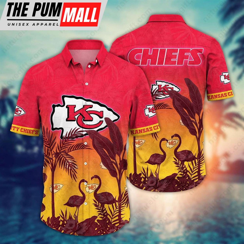 Kansas City Chiefs Sunset Flamingo Hawaiian Shirt