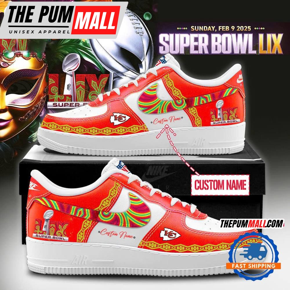 Kansas City Chiefs Super Bowl LIX Special Edition Air Force 1 Shoes Sneaker