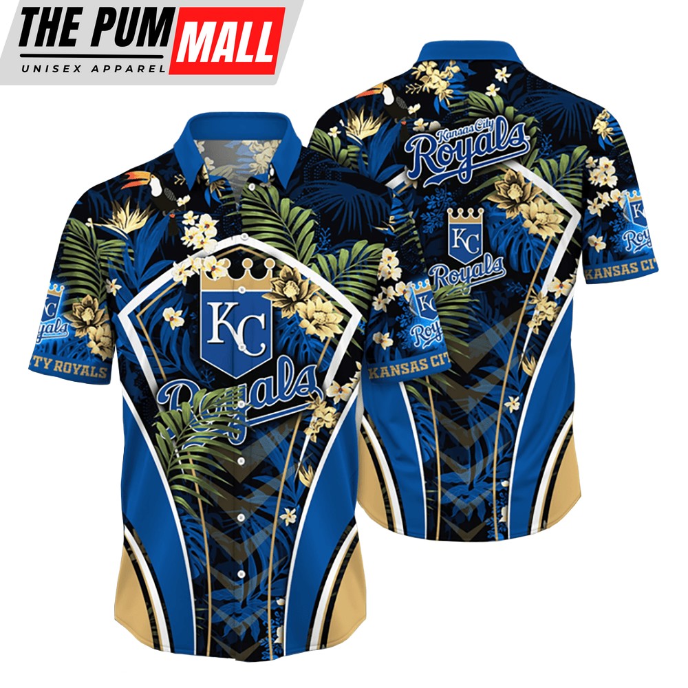 Kansas City Royals MLB Flower Tropical Hawaiian Button Down Shirt