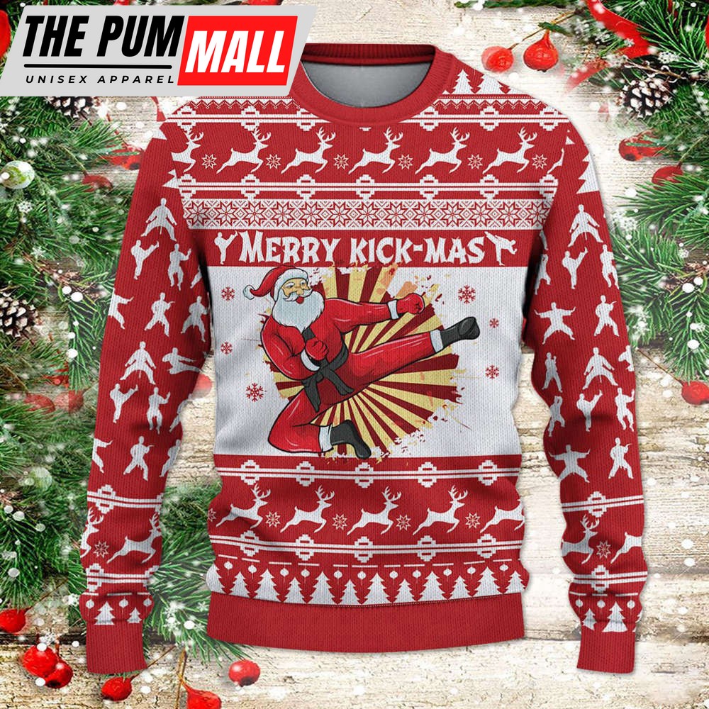 Karate Santa Merry Kick Mas Christmas Ugly Sweater, Best Gift For Christmas