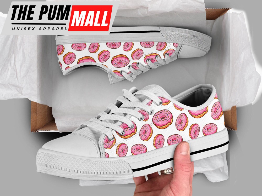 Kawaii Donuts Shoes, Donut Sneakers, Low Top Shoes For Donut Lover Gifts