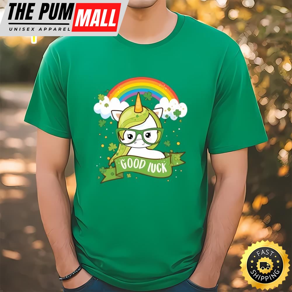 Kawaii Good Luck Rainbow St Patricks Day Unicorn T-Shirt
