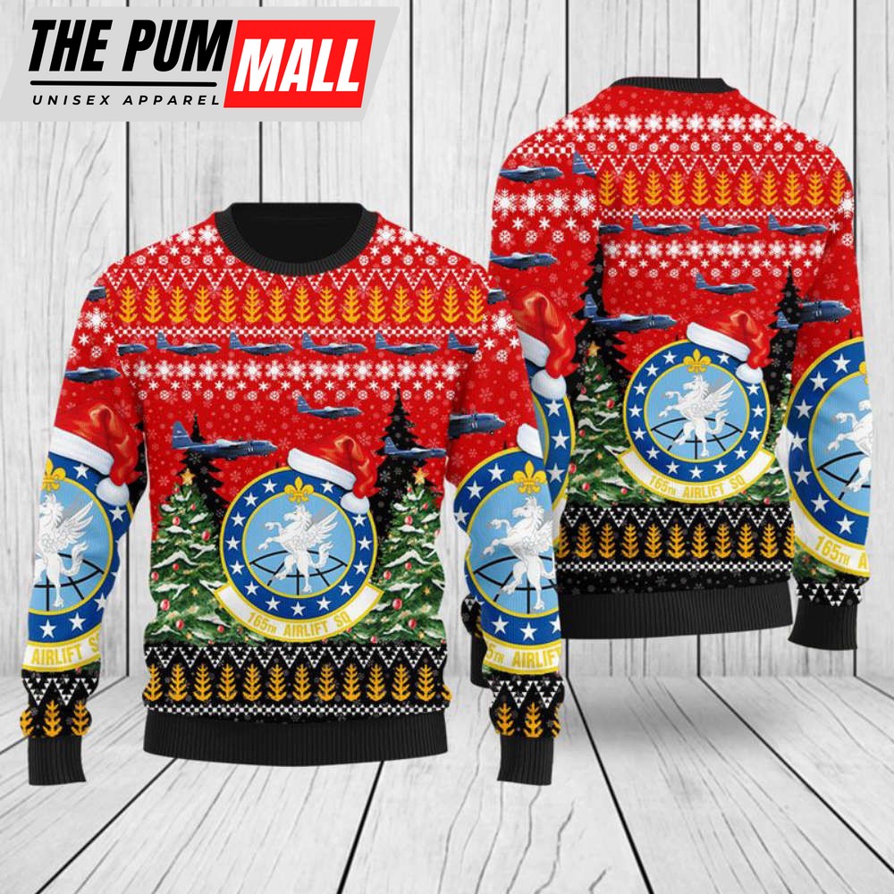Kentucky Air National Guard 165th Airlift Squadron C-130H Hercules Christmas Sweater 3D – USAF
