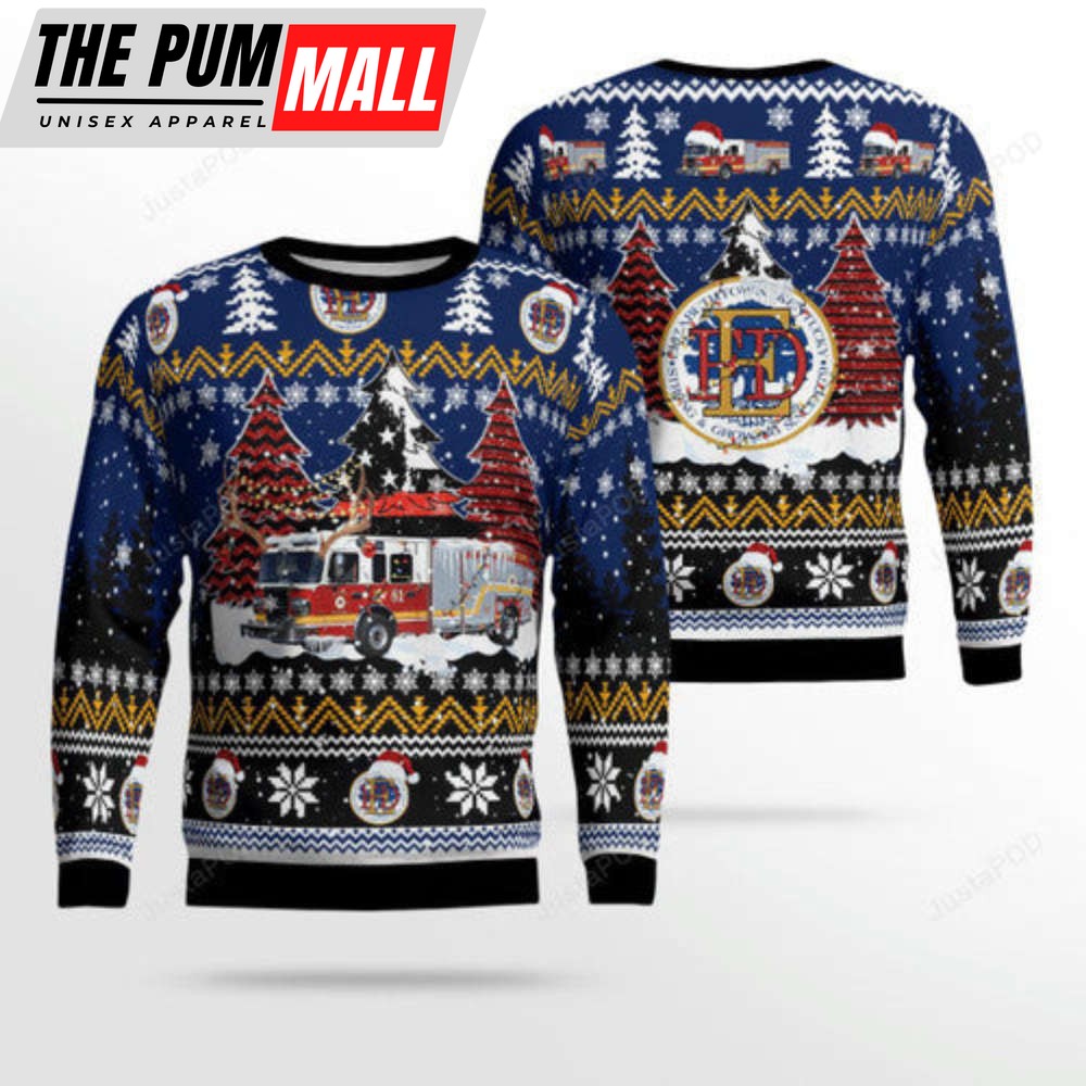 Kentucky Elizabethtown Fire Truck 2081 Christmas 3D Ugly Sweater – Perfect Holiday Gift