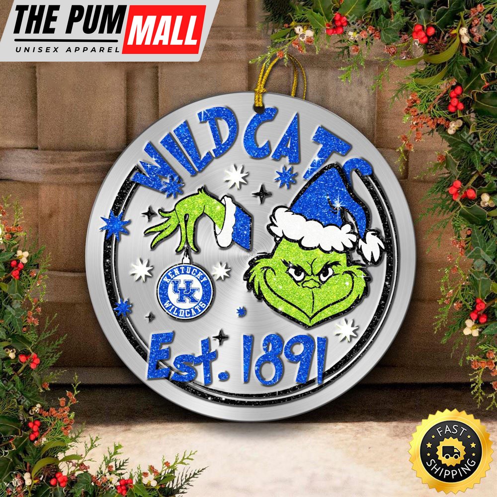 Kentucky Wildcats Grinch Circle Ornaments Christmas Limited Edition