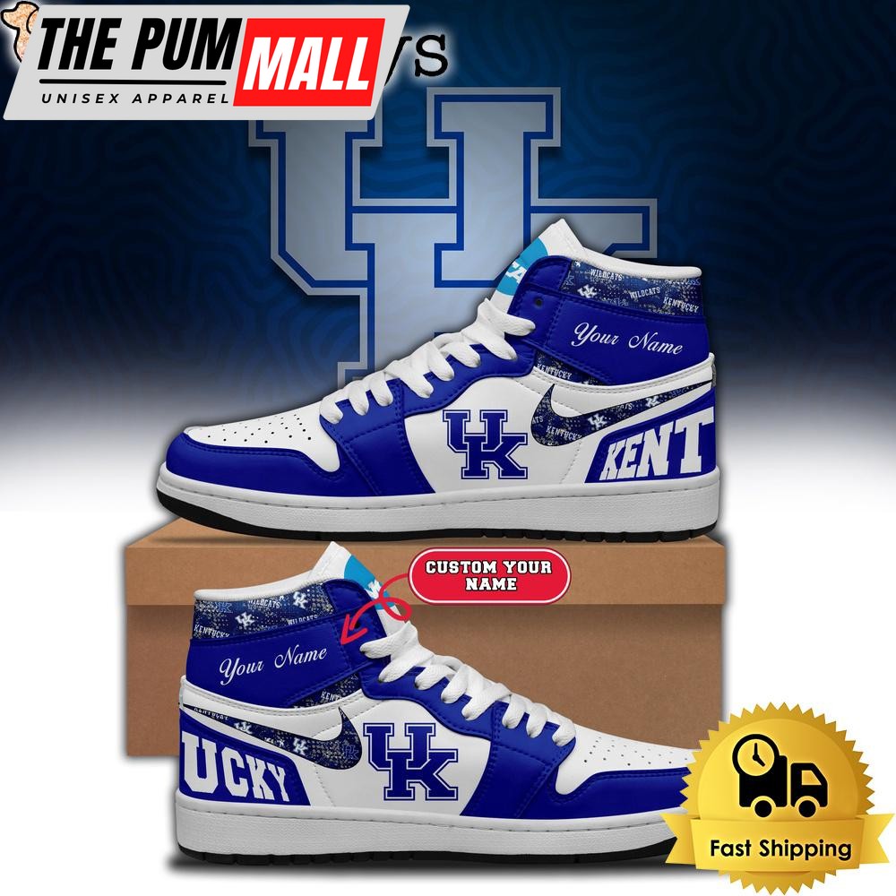 Kentucky Wildcats Logo Team Camo Blue Custom Air Jd 1 Shoes
