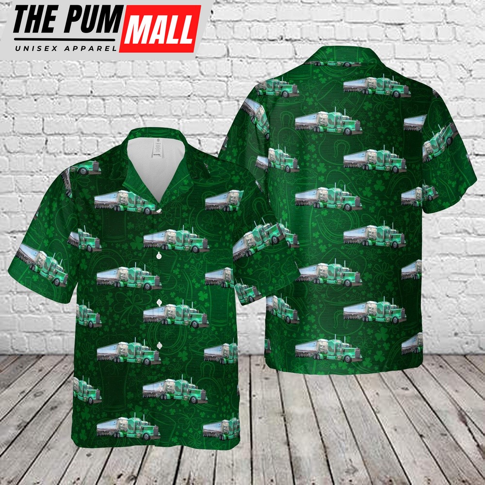 Kenworth W900 Truck, St Patrick’s Day Hawaiian Shirt, Shamrock Hawaiian Shirt