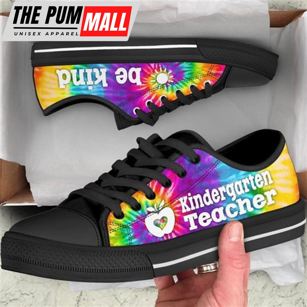 Kindergarten Teacher Tie Dye Canvas Low Top Shoes – Low Top Shoes Mens, Women
