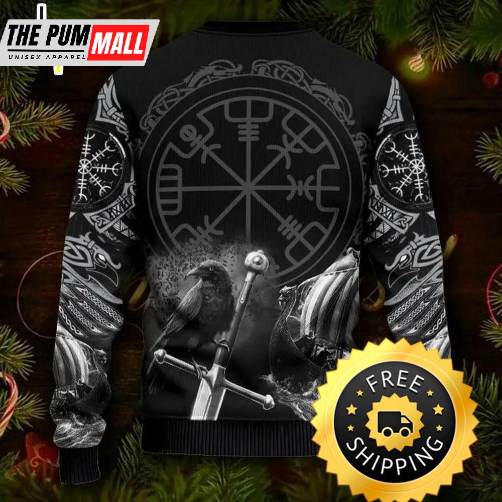 King Viking War Skull Ugly Christmas Sweater, Viking Ugly Sweater