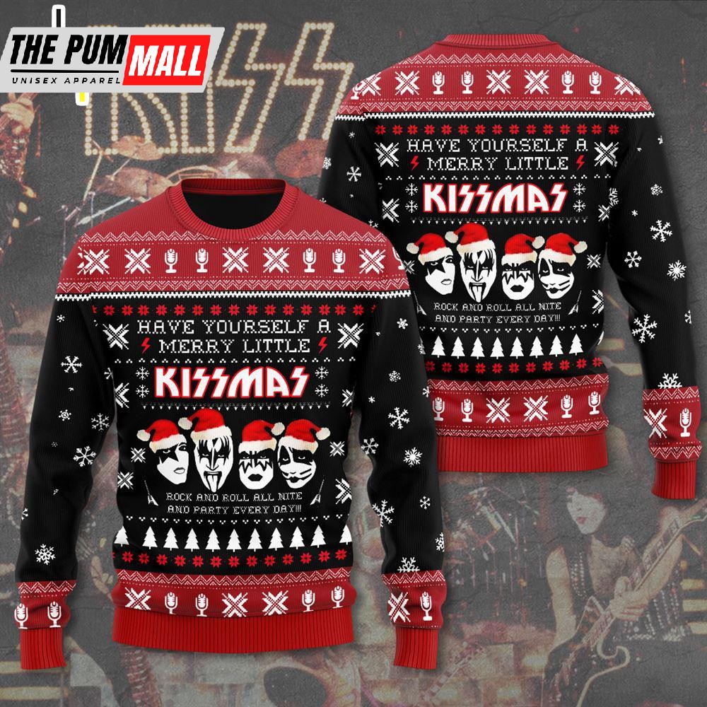 Kiss Band Detroit Santa Merry Christmas Ugly Sweater Gift For Christmas