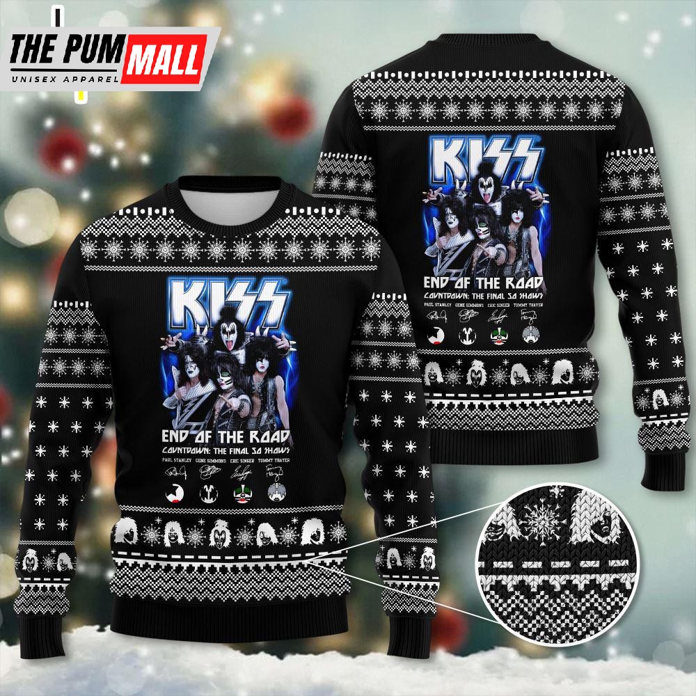 Kiss Band End Of The Road 3D Ugly Sweater Gift For Christmas