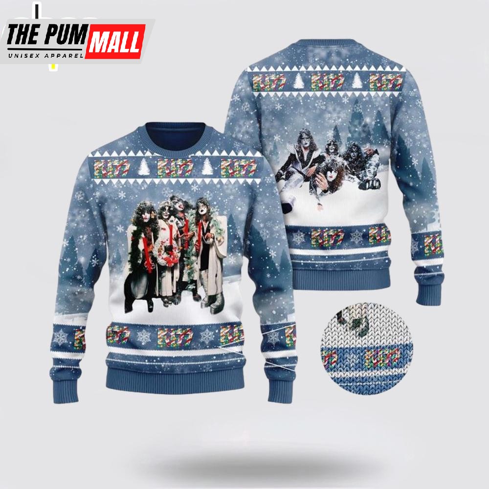 Kiss Band Funny Holiday Style Posing Ugly Christmas Sweater