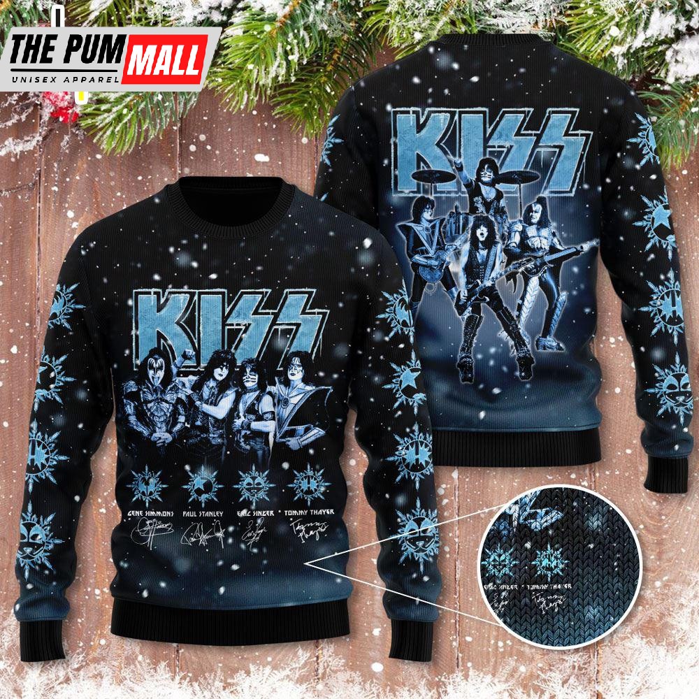 Kiss Band Merry Kiss Mas Signature Xmas Gifts 2025 Ugly Christmas Sweater Gift For Christmas