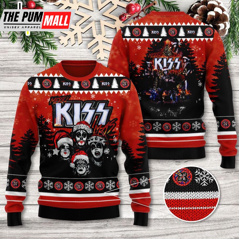Kiss Heavy Metal Band Ugly Xmas Wool Knitted Sweater Gift For Christmas