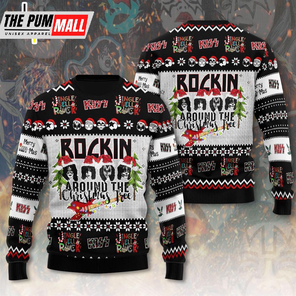 Kiss Merry Kissmas Reindeer Rock Firer 2025 Ugly Christmas Sweater Gift For Christmas