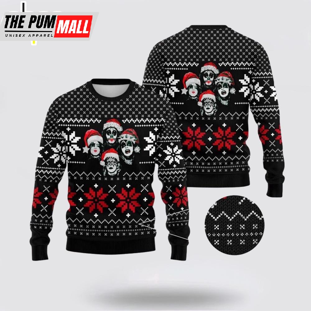 Kiss Santa Member Graphic As Queens Style Ugly Merry Christmas Sweater