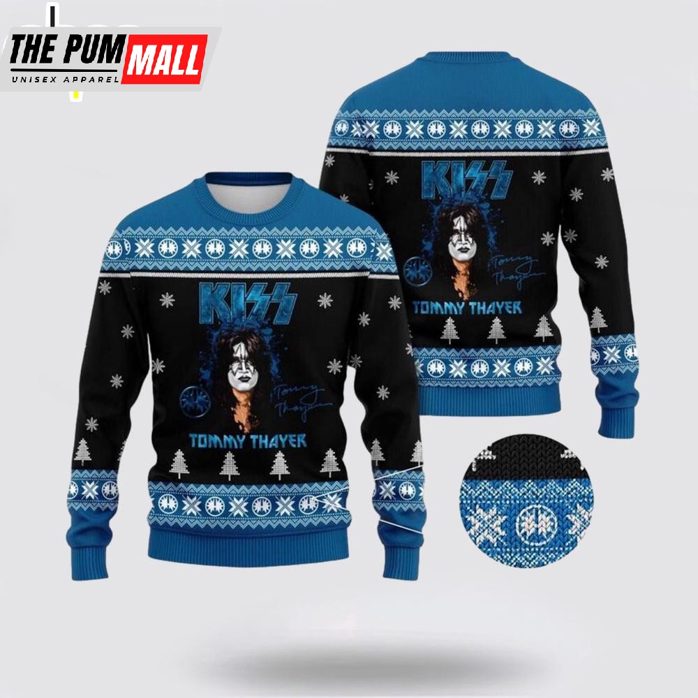 Kiss Tommy Thayer With Signature Holiday Ugly Merry Christmas Sweater