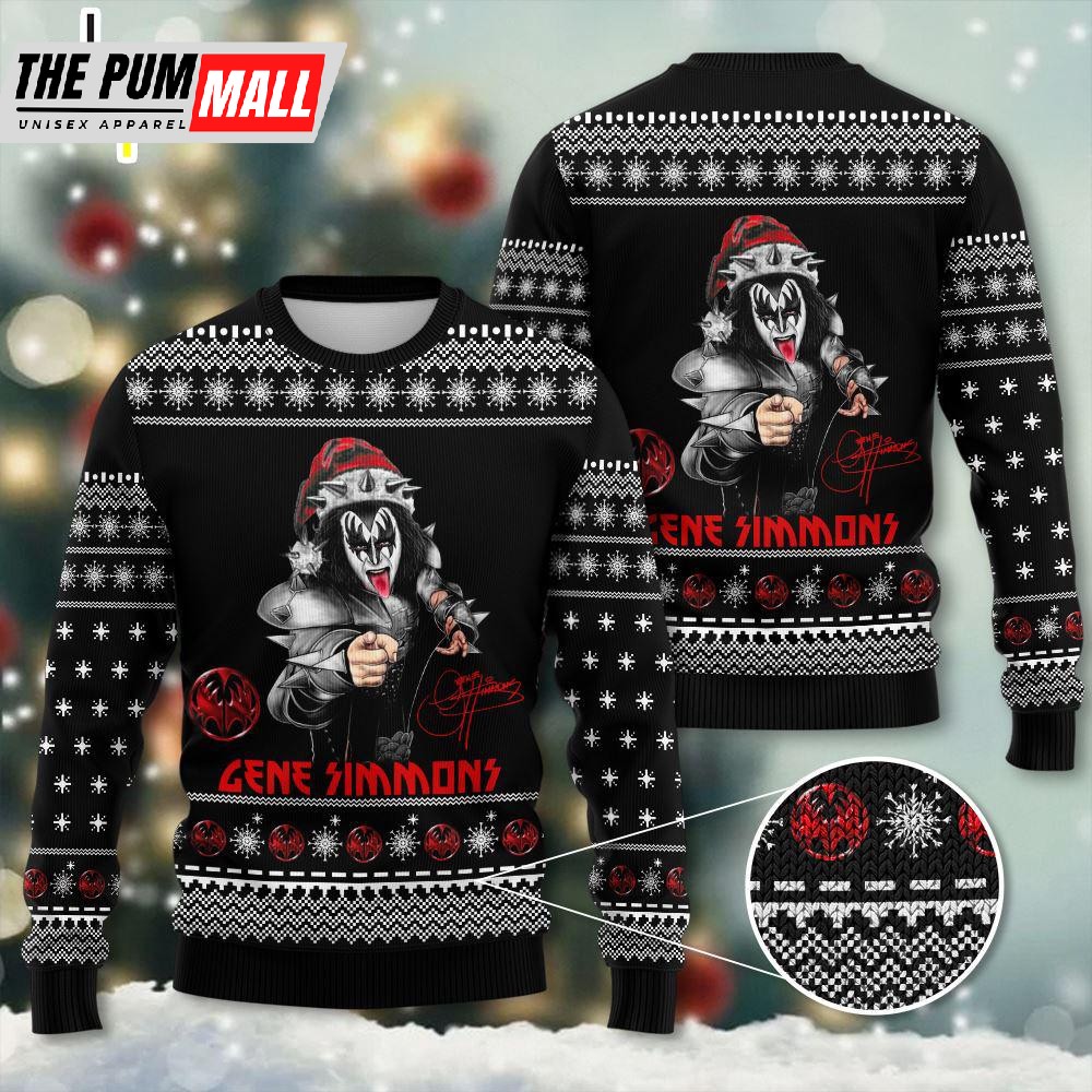 Kiss Wearing Santa Hat Merry Kissmas Ugly Christmas Sweater Gift For Christmas
