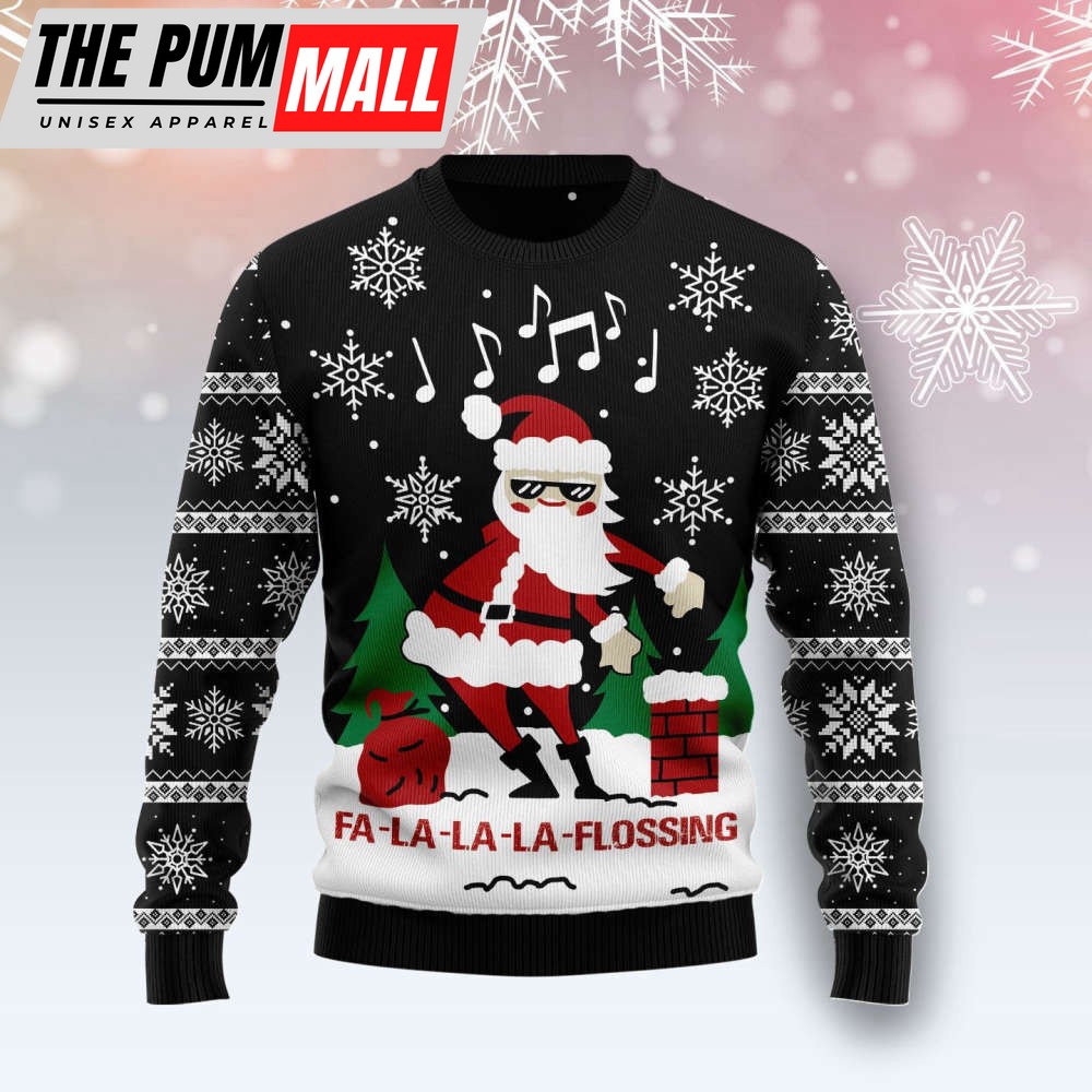 La-La-La Flossing Santa Claus Ugly Christmas Sweater, Gift For Christmas 2023