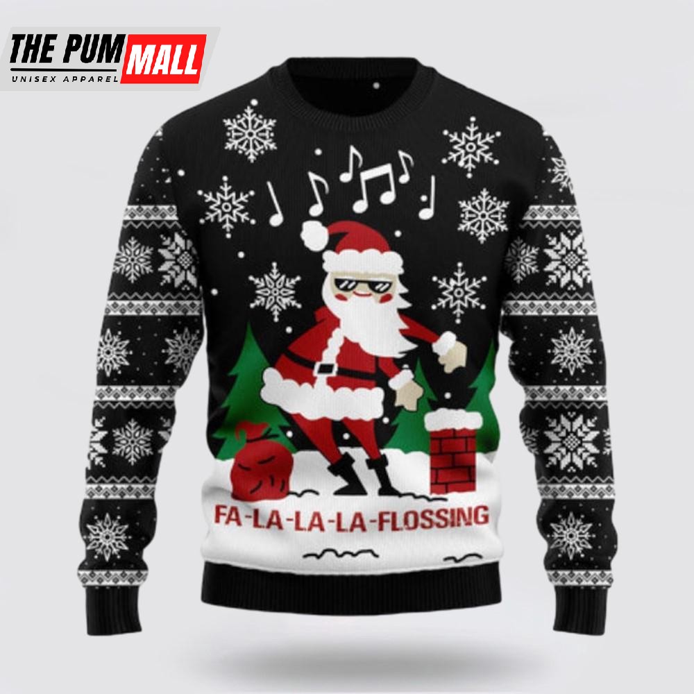 La La La Flossing Santa Claus Ugly Sweater, Funny Santa Sweaters