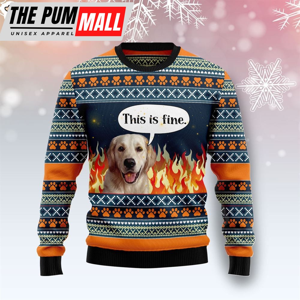 Labrador Retriever Fire Ugly Christmas Sweater – Gift For Dog Lovers – Unisex Crewneck Sweater