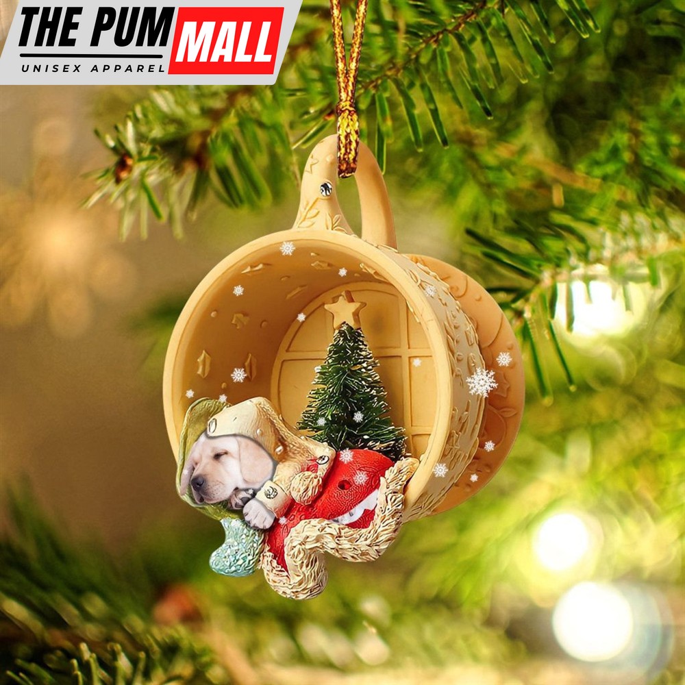 Labrador Retriever Sleeping In A Tiny Cup Christmas Holiday Two Sided Ornament – Best Gifts for Dog Lovers Limited Edition