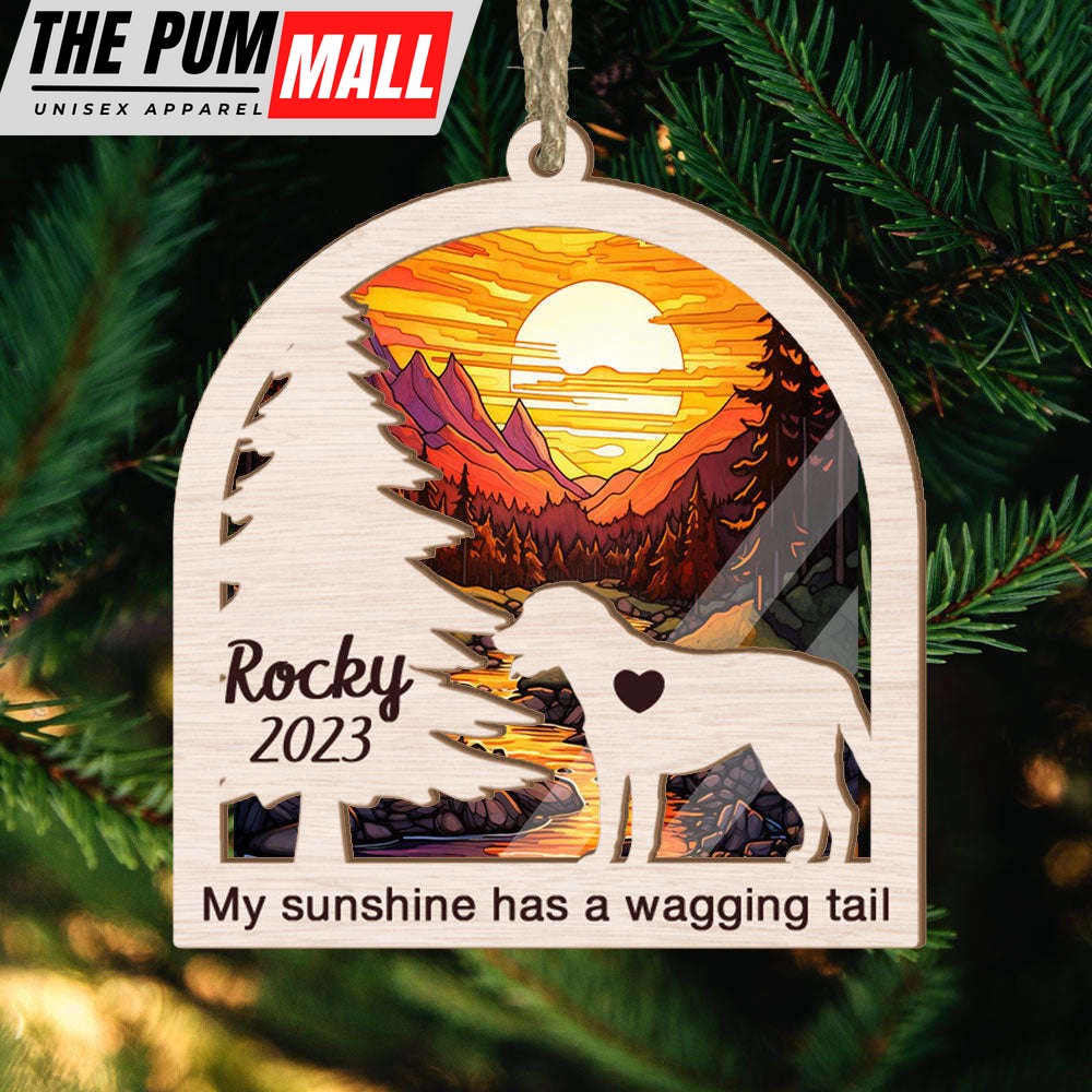 Labrador Retriever Suncatcher Ornament, My Sunshine Has A Wagging Tail Labrador Retriever Ornament For Dog Lover Limited Edition