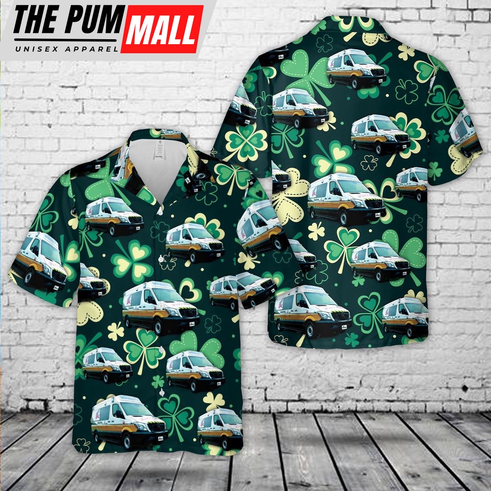 Lafayette, Louisiana, Acadian Ambulance Patrick’s Day Hawaiian Shirt, Shamrock Hawaiian Shirt