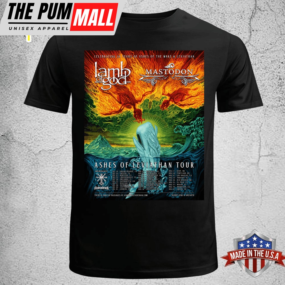 Lamb Of God And Mastodon Plot 2025 Tour Dates T-shirt