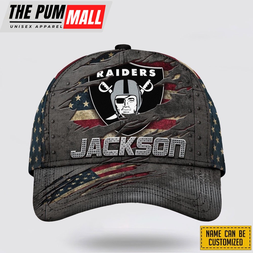 Las Vegas Raiders All Over Printed Nfl Baseball Caps Custom Name Caps Gift For Football Fans