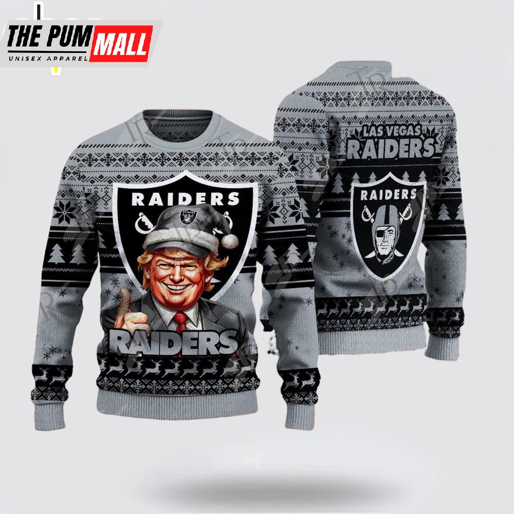 Las Vegas Raiders Christmas Donald Trump Knitted Sweater