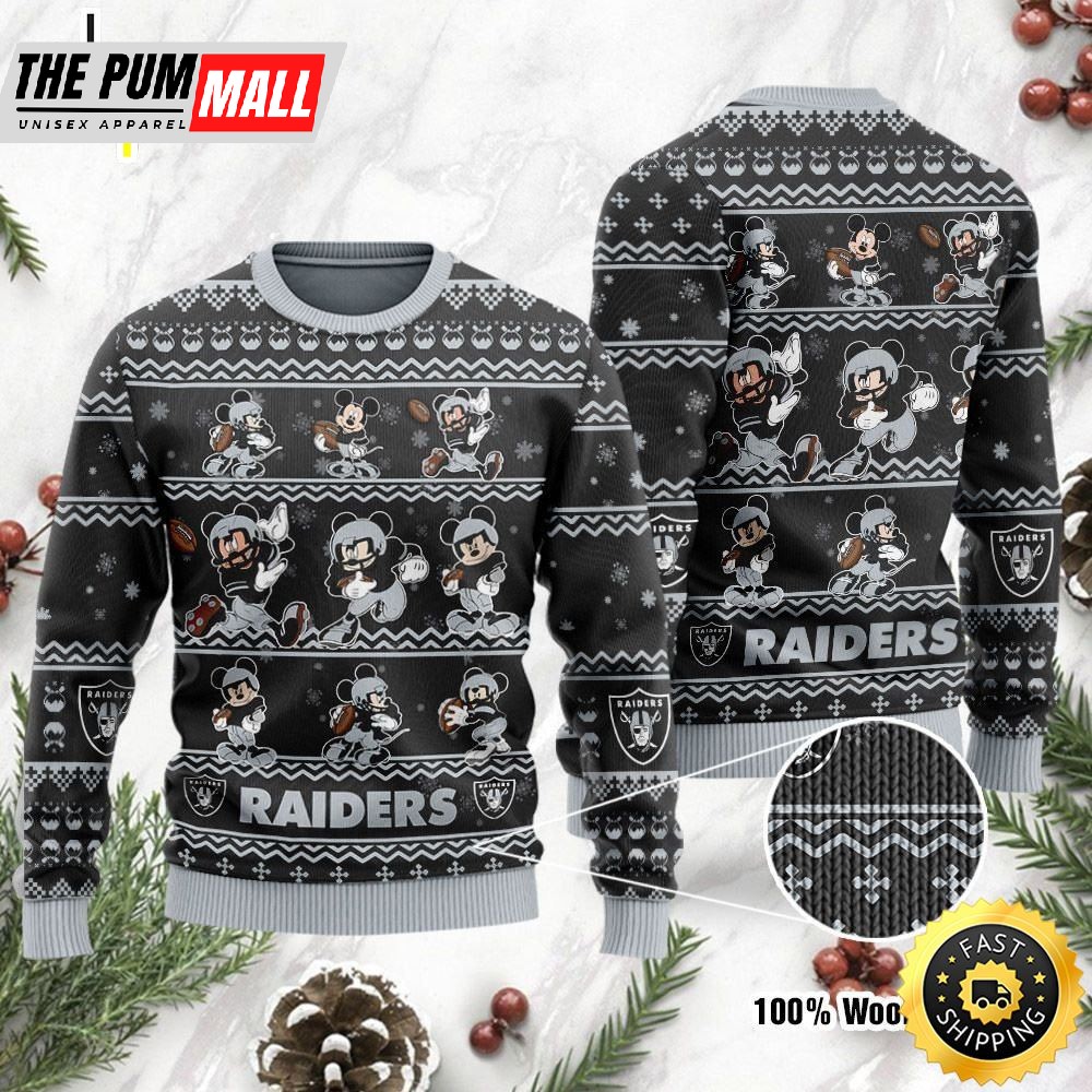 Las Vegas Raiders Mickey Mouse Holiday Party Ugly Christmas Sweater