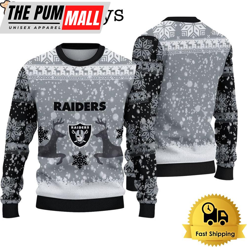 Las Vegas Raiders Reindeer Football Ugly Christmas Sweater
