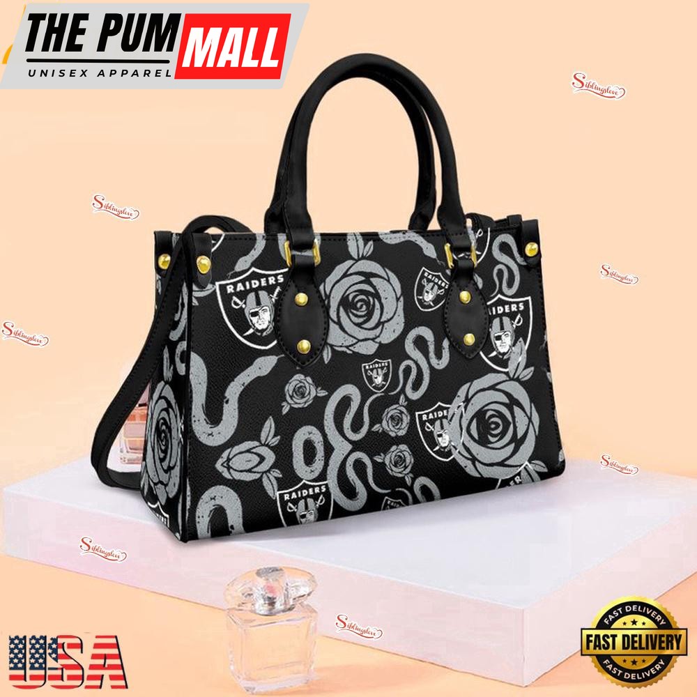 Las Vegas Raiders Rose and Flower Pattern NFL Leather Handbag – Baseball Cap Snapback Hats