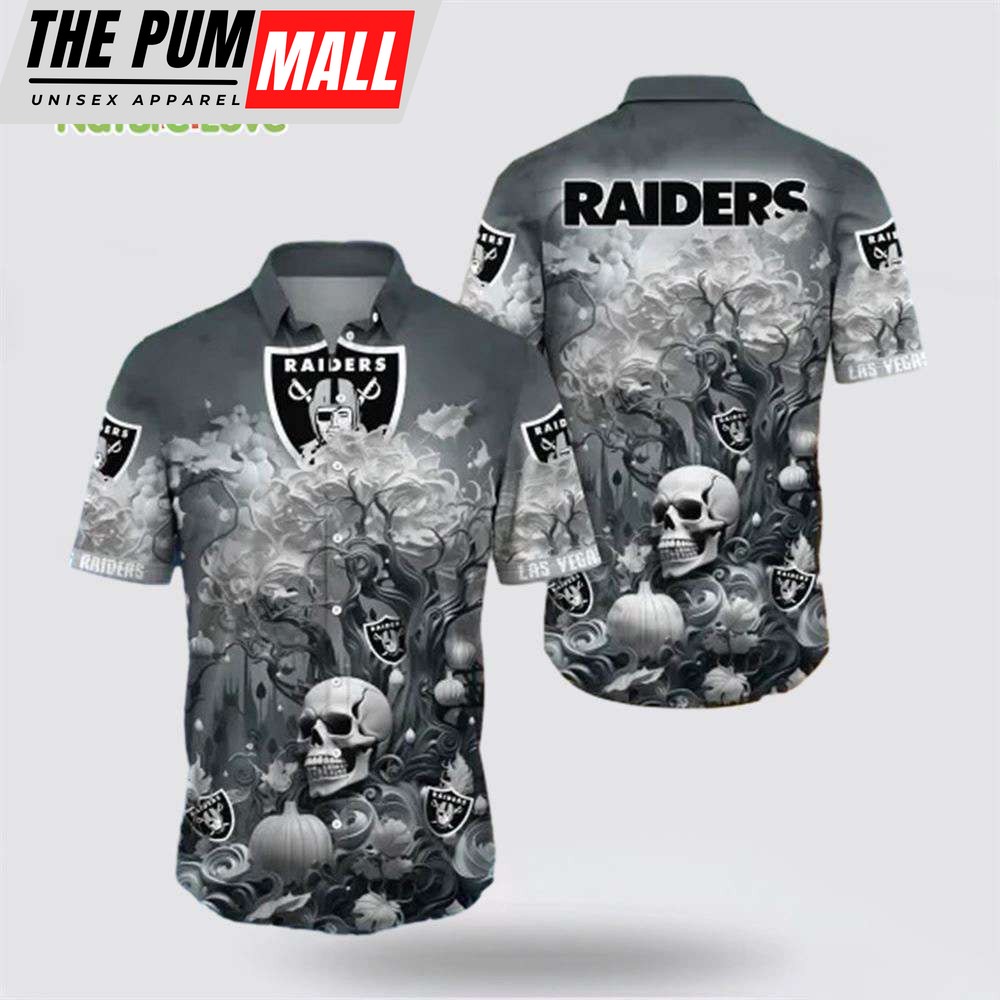 Las Vegas Raiders Skull Horror Hawaiian Shirt