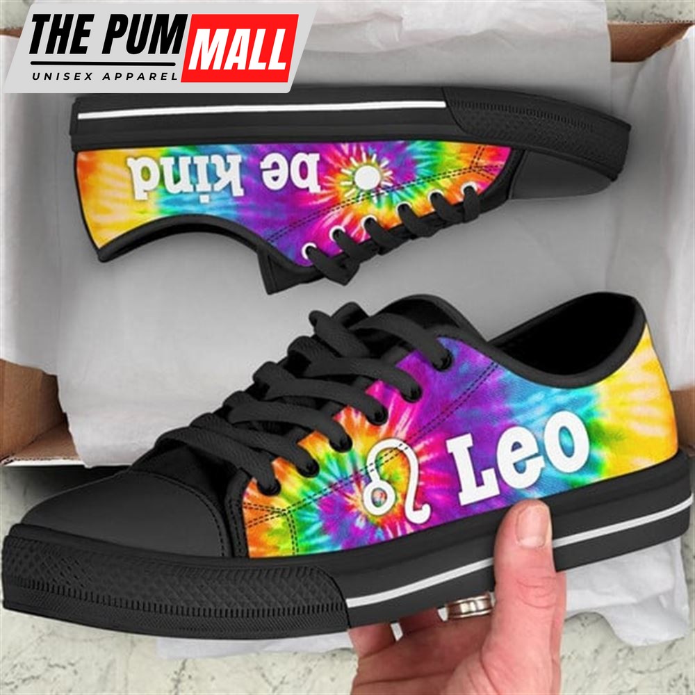 Leo Zodiac Sign Tie Dye Canvas Low Top Shoes – Low Top Shoes Mens, Women