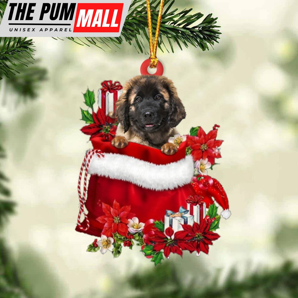 Leonberger In Gift Bag Christmas Ornament – Car Ornaments – Gift For Dog Lovers Limited Edition