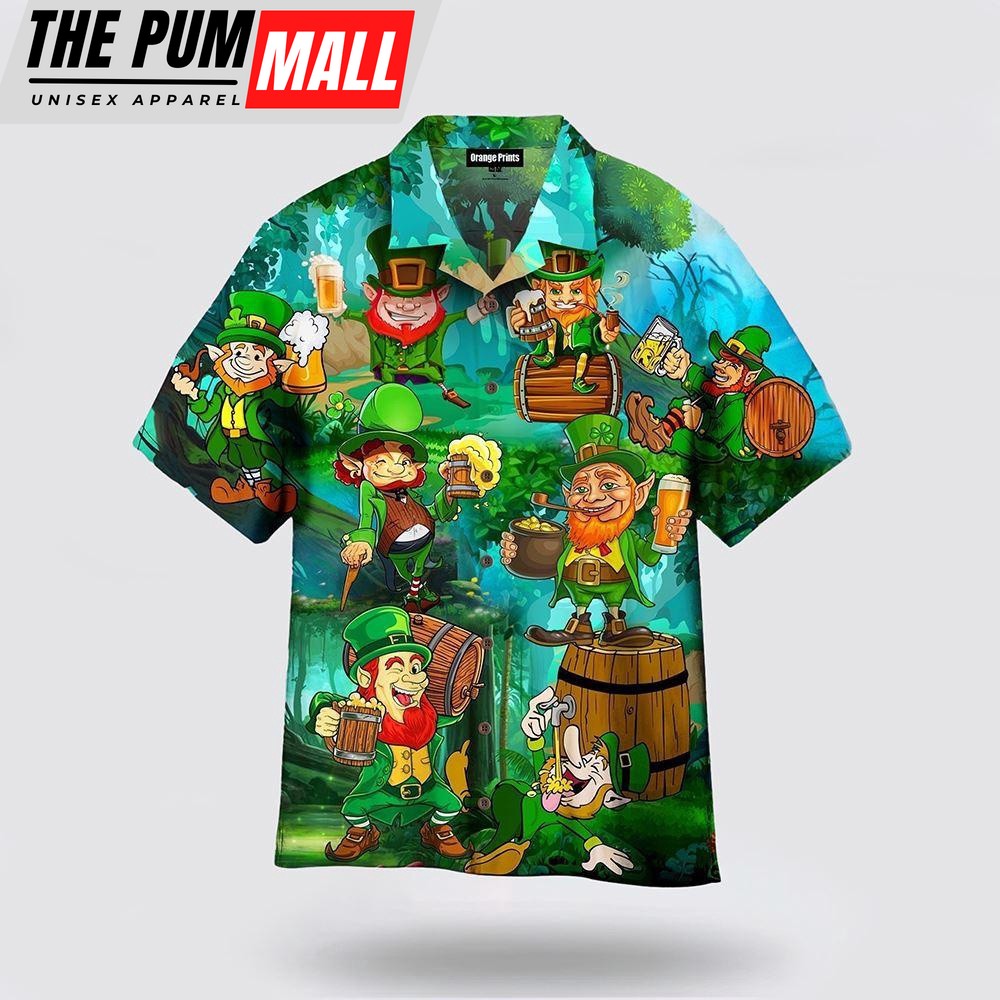Leperchaun Drink Beer Patrick Day Hawaiian Shirt, St Patricks Day Shirts, Shamrock Hawaiian Shirt
