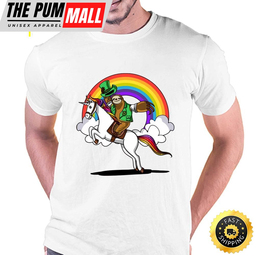 Leprechaun Sloth Riding Unicorn St Patricks Day Irish T-Shirt