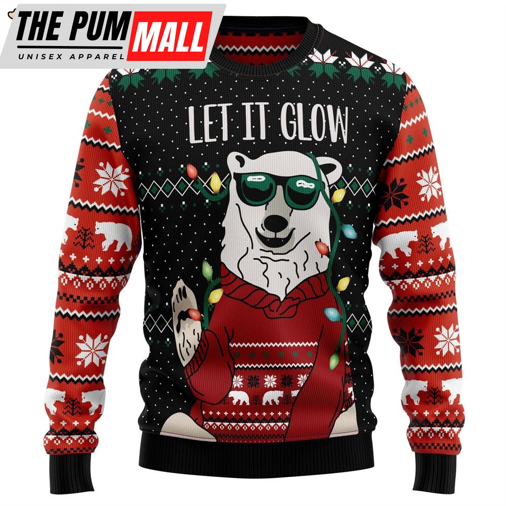 Let‘S Glow Polar Bear Ugly Christmas Sweater – Gift For Dog Lovers – Christmas Outfits Gift