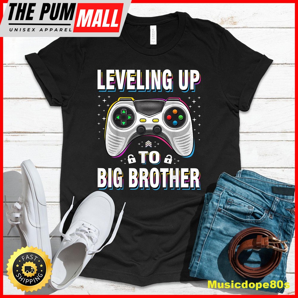 Leveling up to Big Brother 2025 funny gamer boys kids men T-Shirt