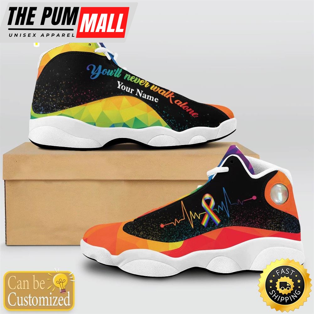Lgbt Heart Beat You’ll Never Walk Alone Custom Name Jd13 Shoes
