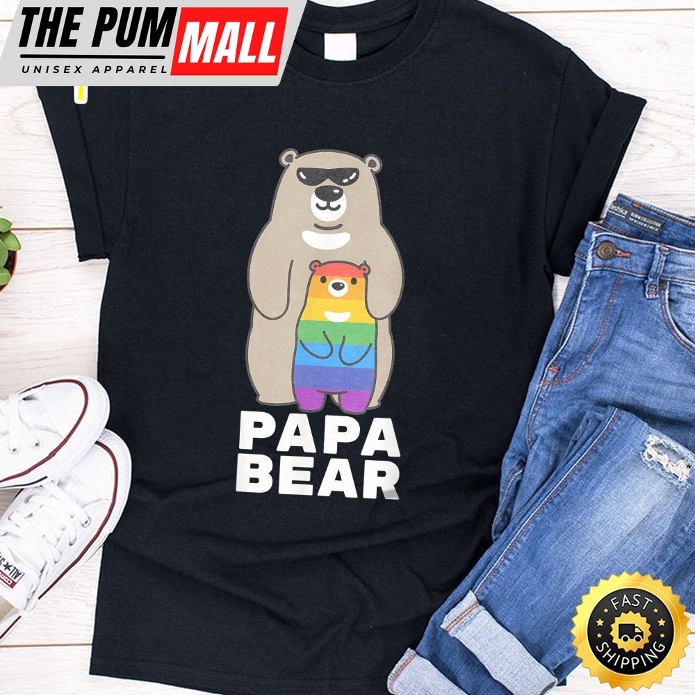 LGBT Proud Papa Bear Proud Bear Dad LGBT Pride Gay Child Valentines Day T-shirt