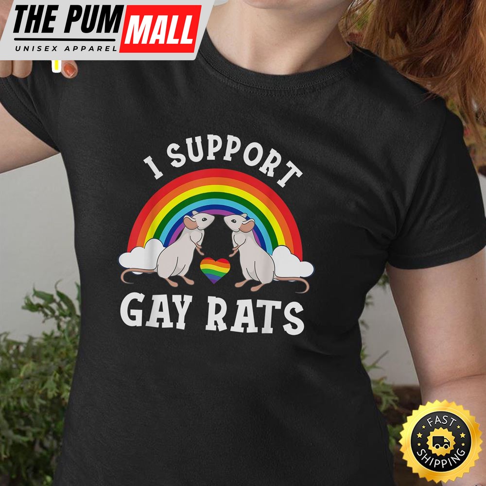 LGBT Rainbow I Support Gay Rats LGBTQ Community Pride Month Valentines Day T-shirt
