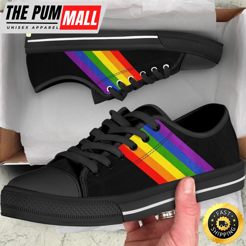 Lgbt Rainbow Pride Flag Flat Sneakers Casual Lightweight Low Top Canvas