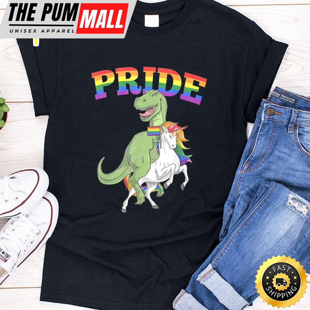 LGBT T-Rex Dinosaur Unicorn Gay Pride Rainbow LGBTQ Cute Valentines Day T-shirt