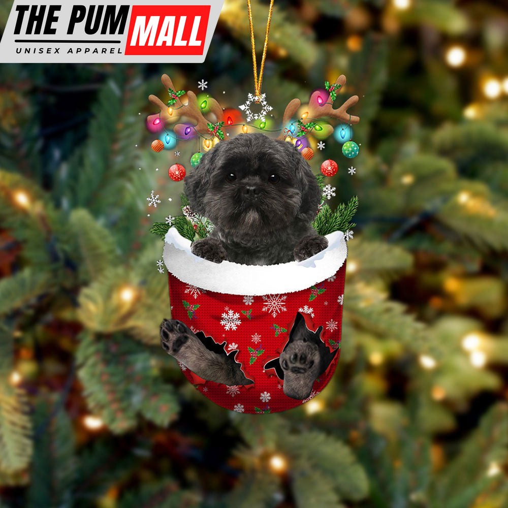 Lhasa Apso In Snow Pocket Christmas Ornament_2782 Limited Edition