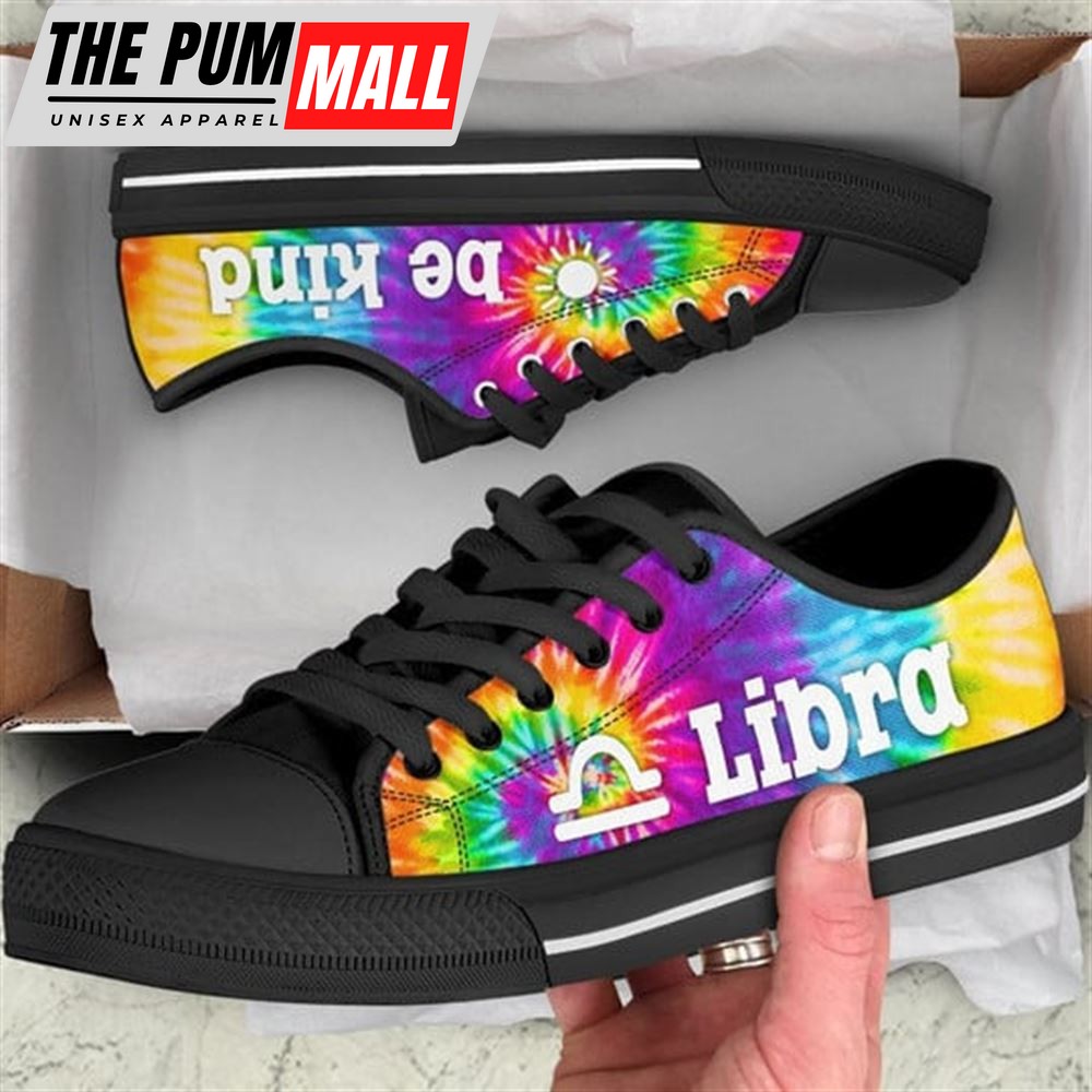 Libra Zodiac Sign Tie Dye Canvas Low Top Shoes – Low Top Shoes Mens, Women